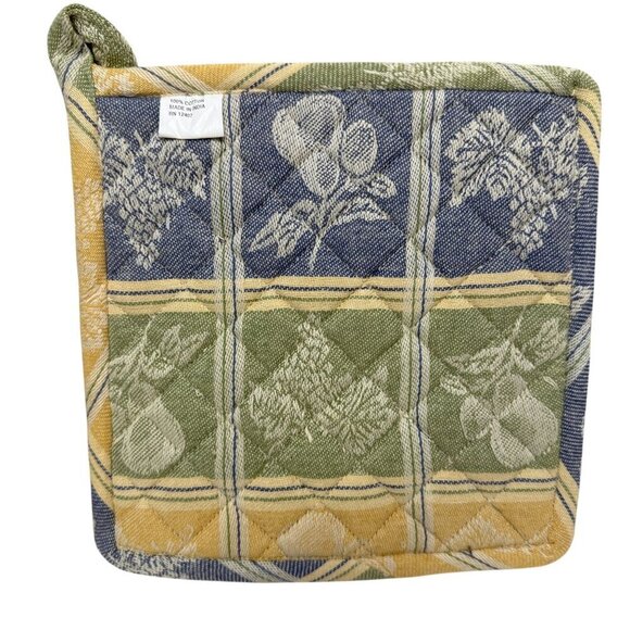 French Country Dish Towels and Potholders 4pc Set Yellow Tapestry 100% Cotton Ho - Picture 4 of 11